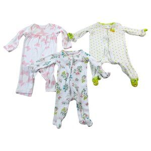 Lot of 3 Carter's Sleep & Play Sleeper Kids Newborn Multi Printed Snap Front